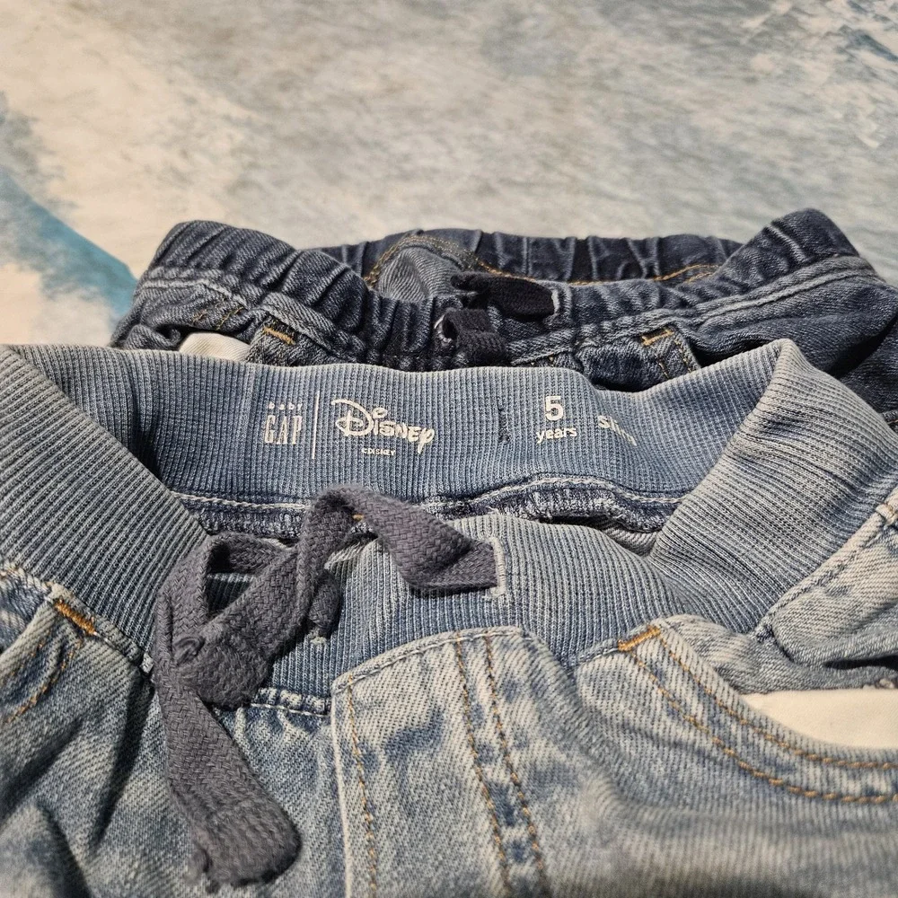 Baby Gap Disney Mickey Mouse & Dinosaur Boys Jeans Lot Size 5 Slim Drawstring